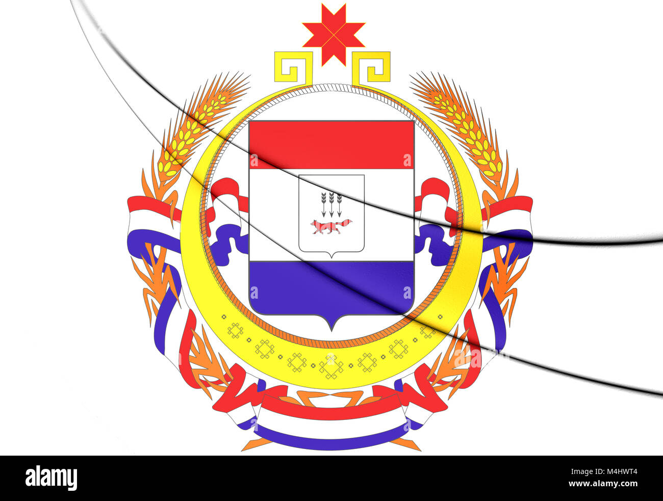 Republic of Mordovia coat of arms, Russia. 3D Illustration. Stock Photo