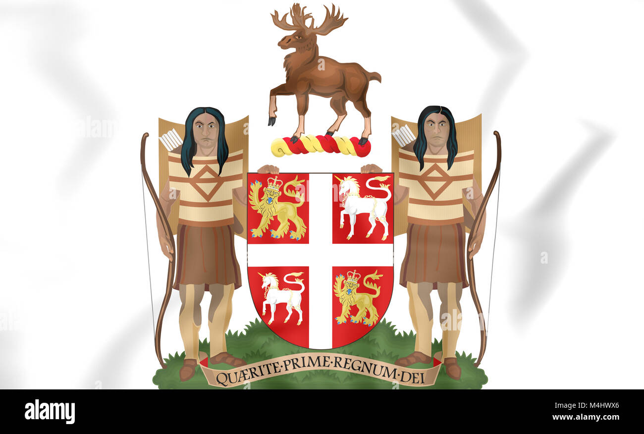 Newfoundland and Labrador coat of arms, Canada. 3D Illustration Stock
