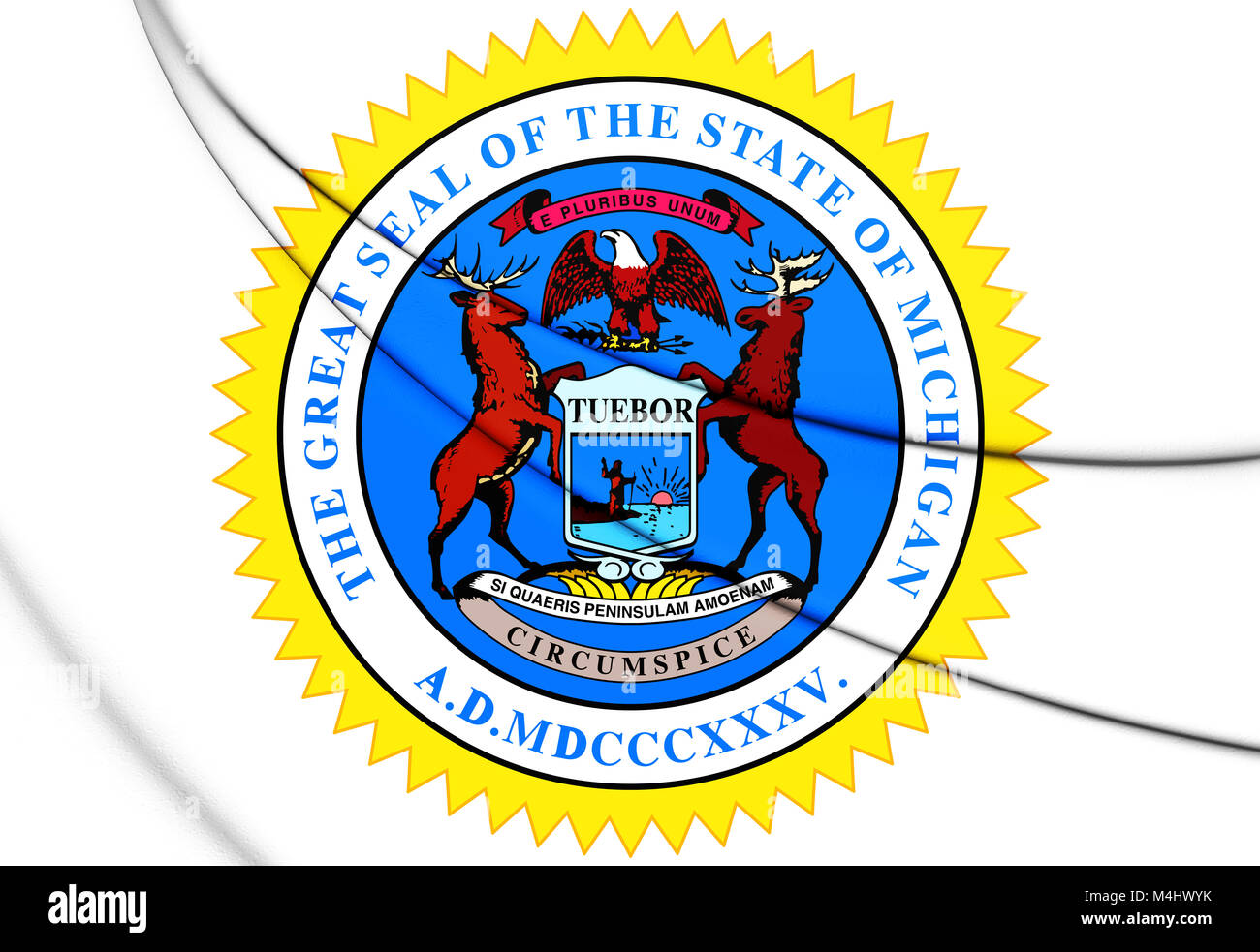 State Seal Of Michigan, USA. 3D Illustration Stock Photo - Alamy