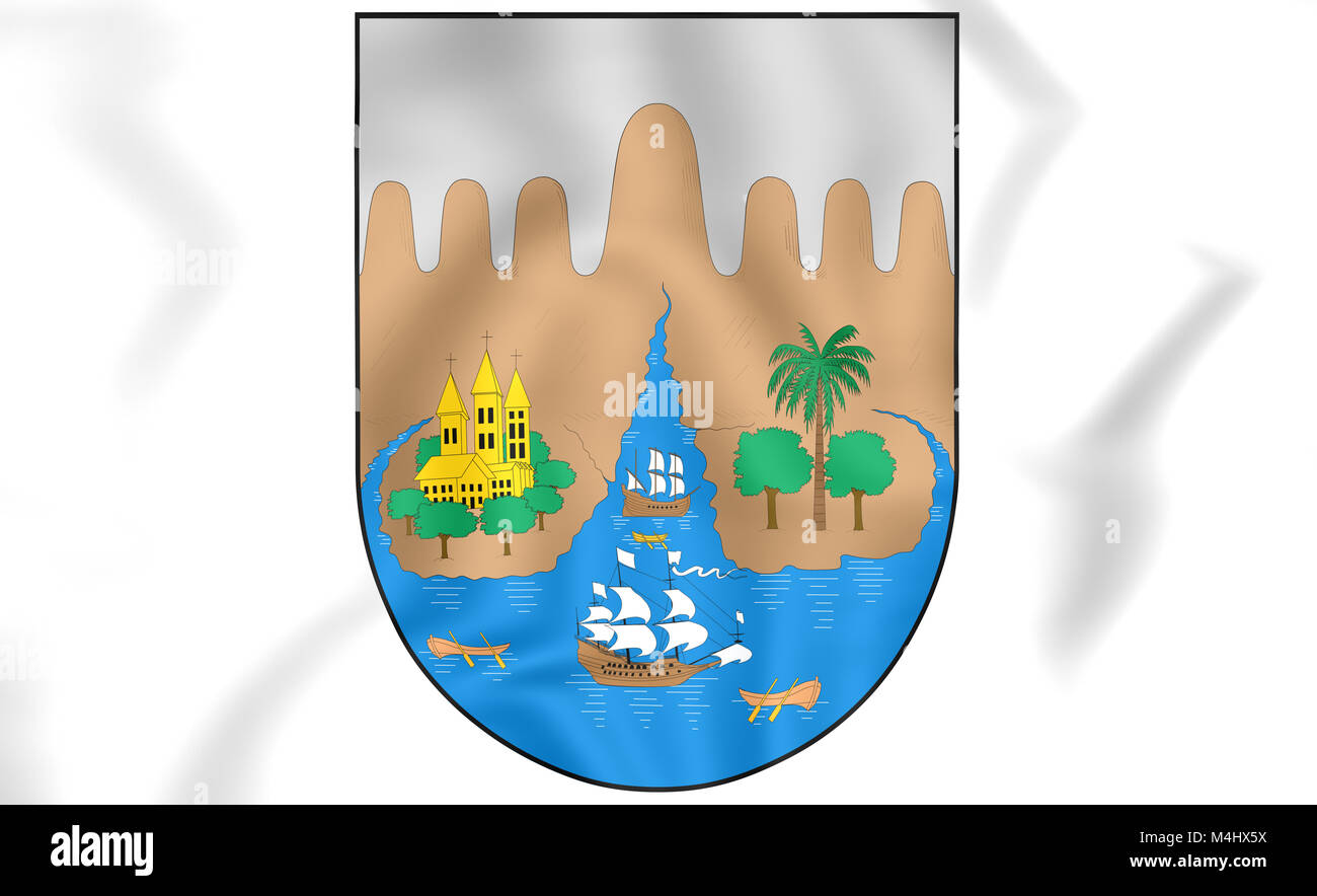 Santiago de Cali coat of arms, Colombia. 3D Illustration. Stock Photo