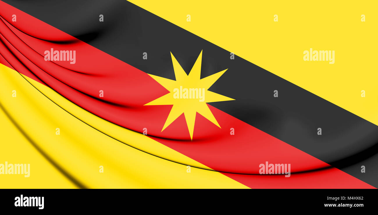 Flag of Sarawak, Malaysia. 3D Illustration. Stock Photo
