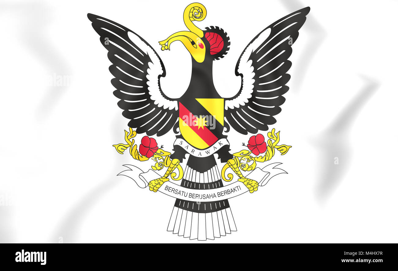 Sarawak coat of arms, Malaysia. 3D Illustration. Stock Photo