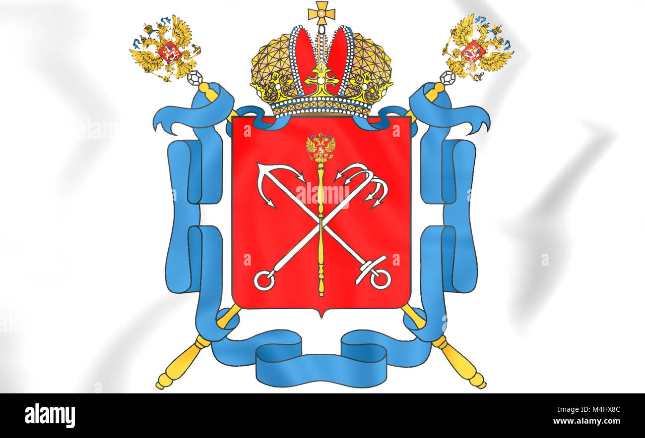 Saint Petersburg Coat of Arms, Russia. 3D Illustration. Stock Photo