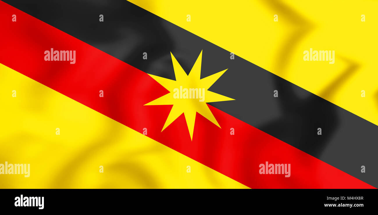 3D Flag of Sarawak, Malaysia. 3D Illustration. Stock Photo