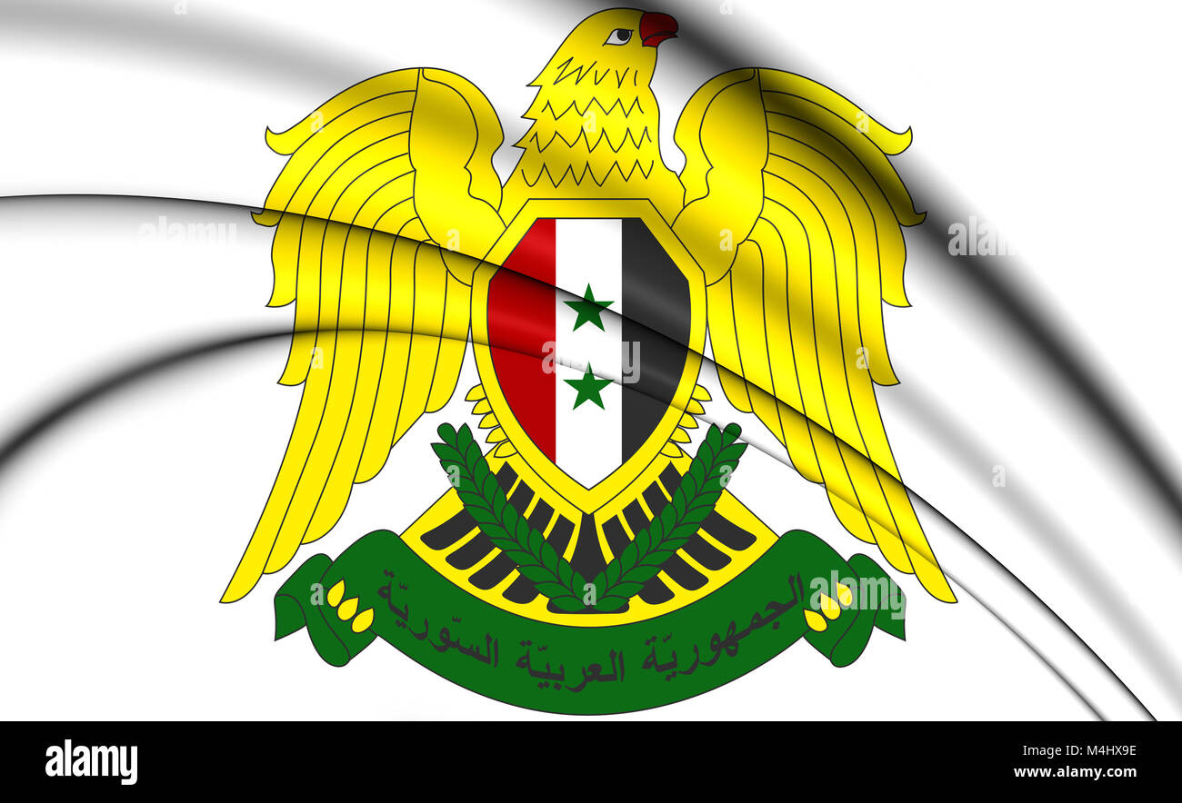 Syria Coat of Arms. 3D Illustration. Stock Photo