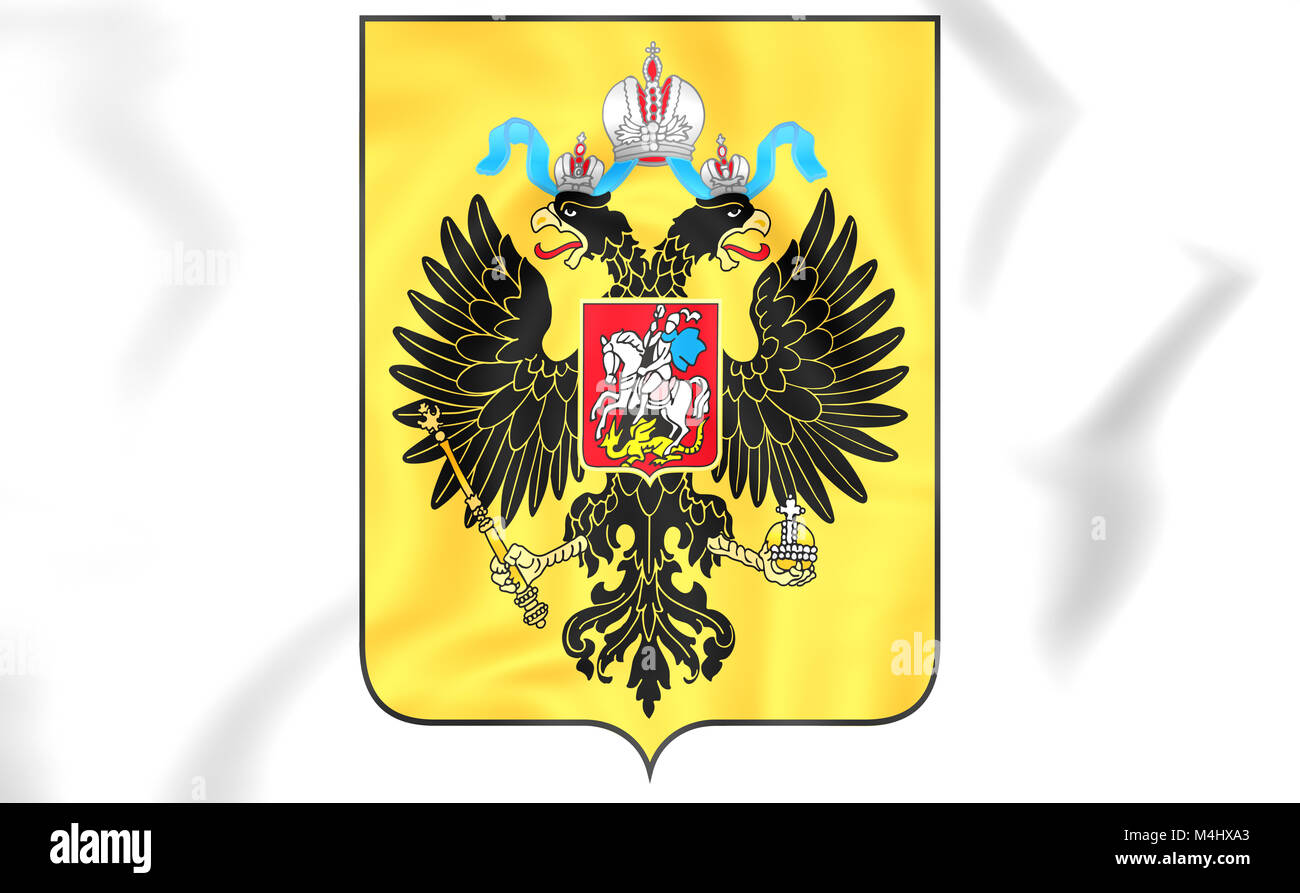 Russian flag with Coat of arms of Russia. Kremlin presidential Coat of arms  of Russia, 3d rendering. Russian eagle. Russian Presidential National embl  Stock Photo - Alamy