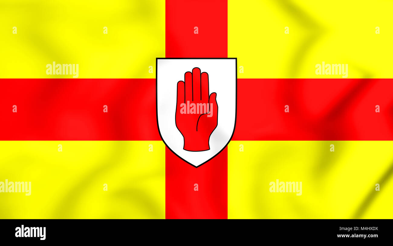 3D Flag of Ulster Province, Ireland. 3D Illustration. Stock Photo