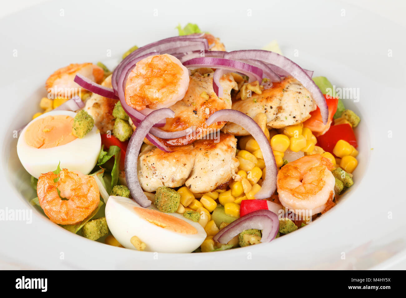 mixed salad with chicken Stock Photo
