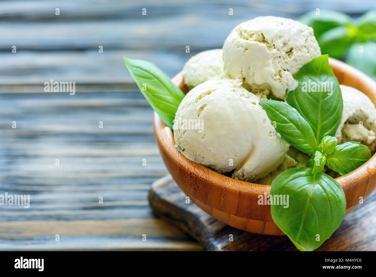 Homemade basil ice cream in a bowl Stock Photo Alamy