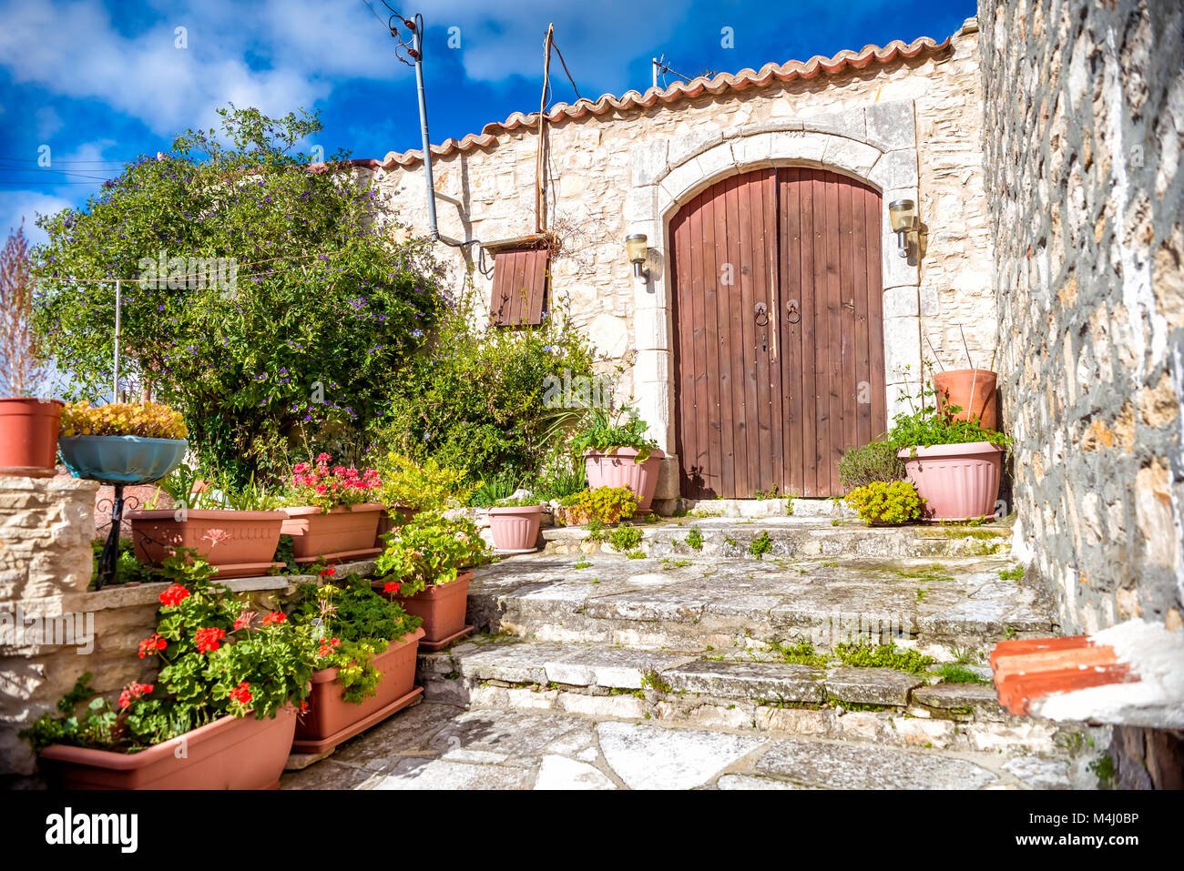 Traditional village house in the village of Lofou. Limassol District, Cyprus. Stock Photo