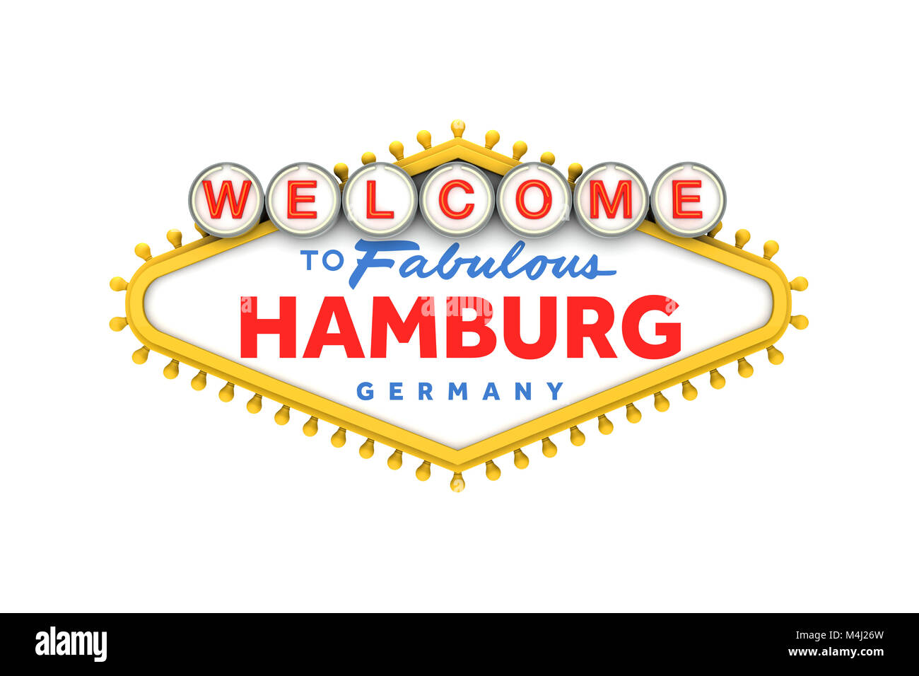 Welcome to Hamburg, Germany sign in classic las vegas style design . 3D  Rendering Stock Photo - Alamy