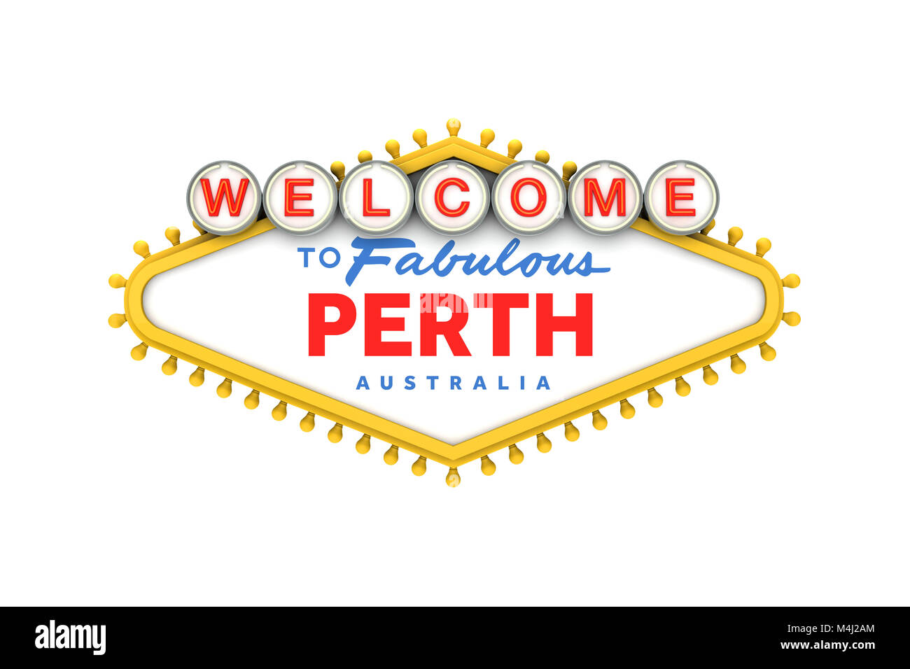 to Perth, Australia sign in classic las vegas style design . 3D
