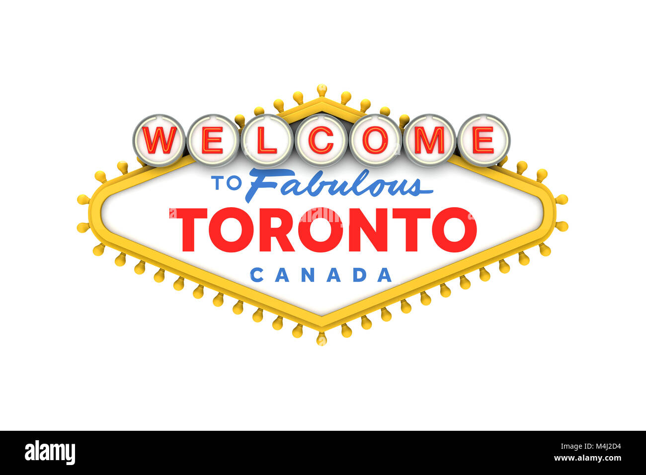 to Toronto, Canada sign in classic las vegas style design . 3D