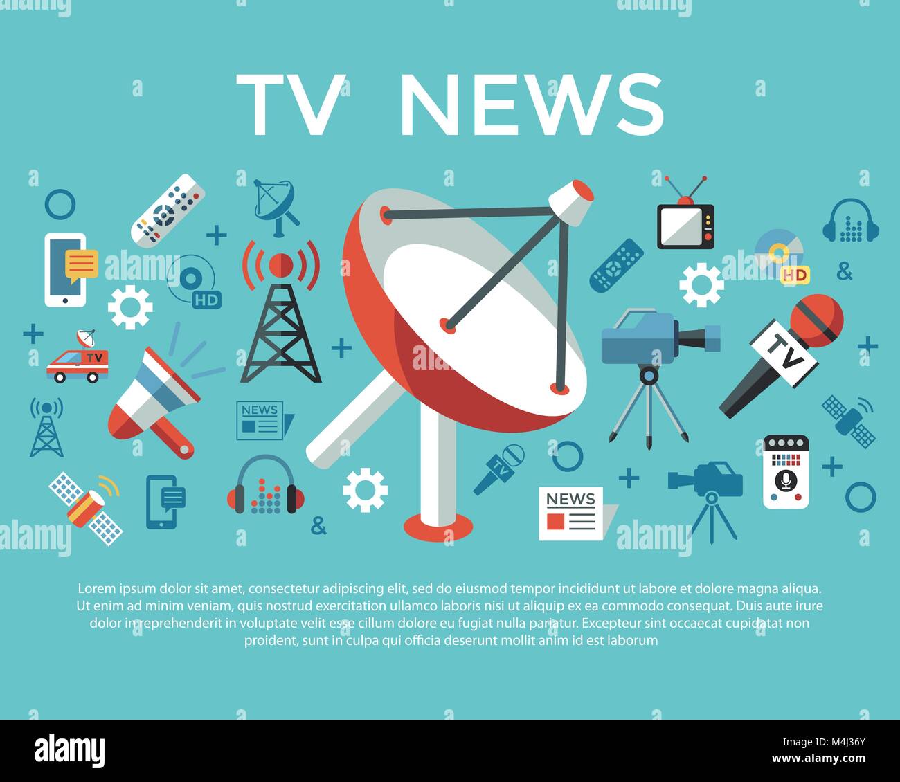 Digital mass media objects color simple flat icon set collection ...