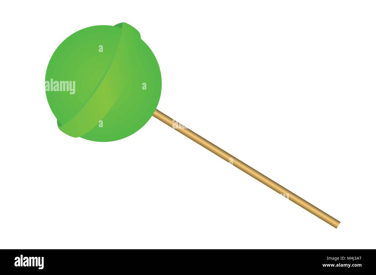 Illustration of green unwrapped lime lolly, vector of fruit lolly/ hard handy on stick/ lollipop/ sucker/ lollypop/  candy/ sweets/ fruit lollipop Stock Vector