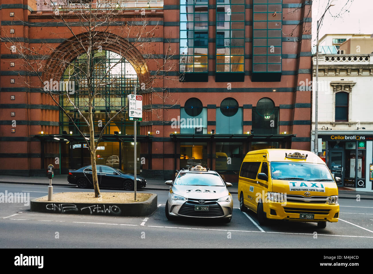 HD wallpaper: melbourne, australia, collins street, nighttime, summer, taxi