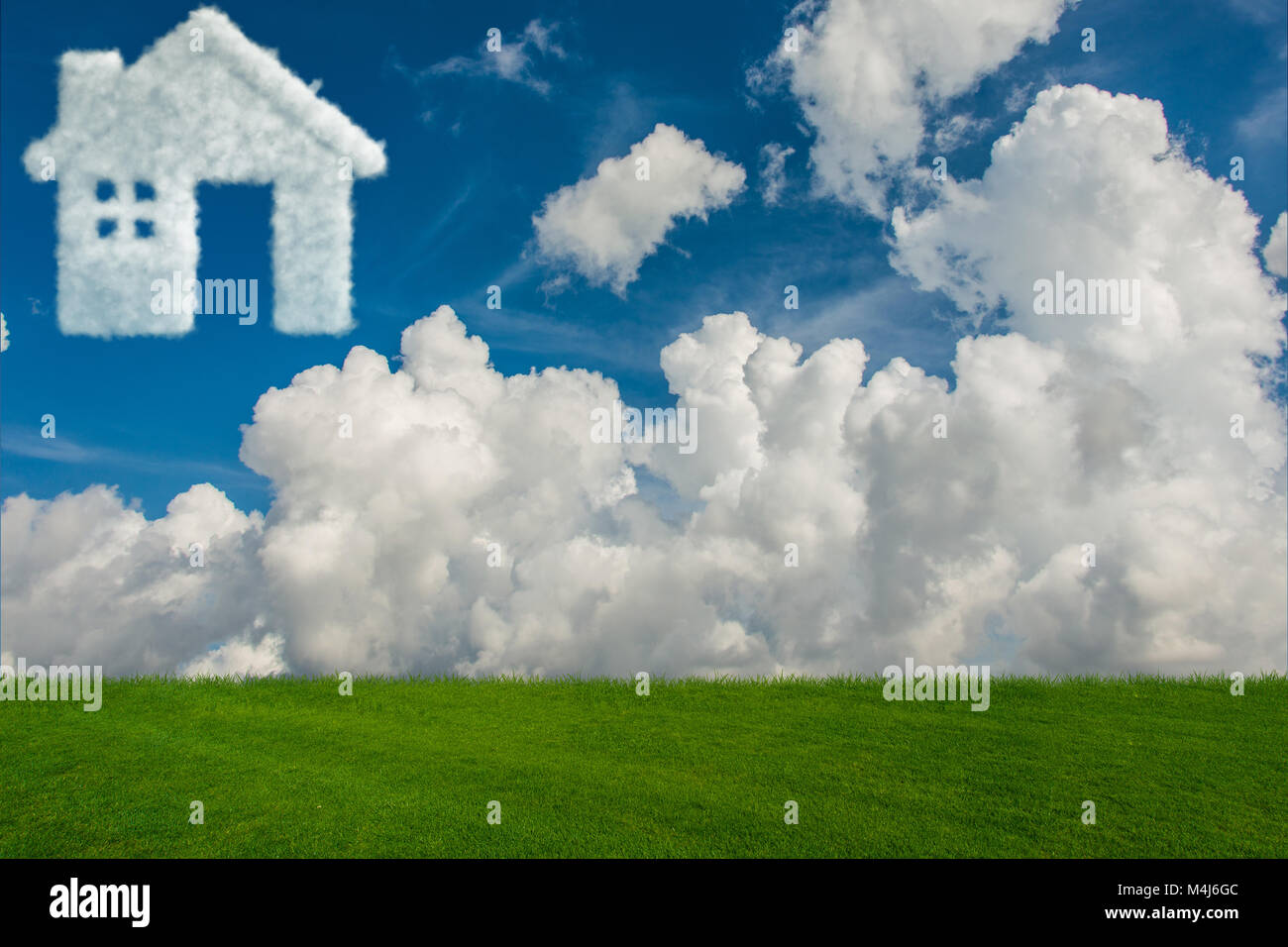 House in the sky made of clouds - 3d rendering Stock Photo - Alamy