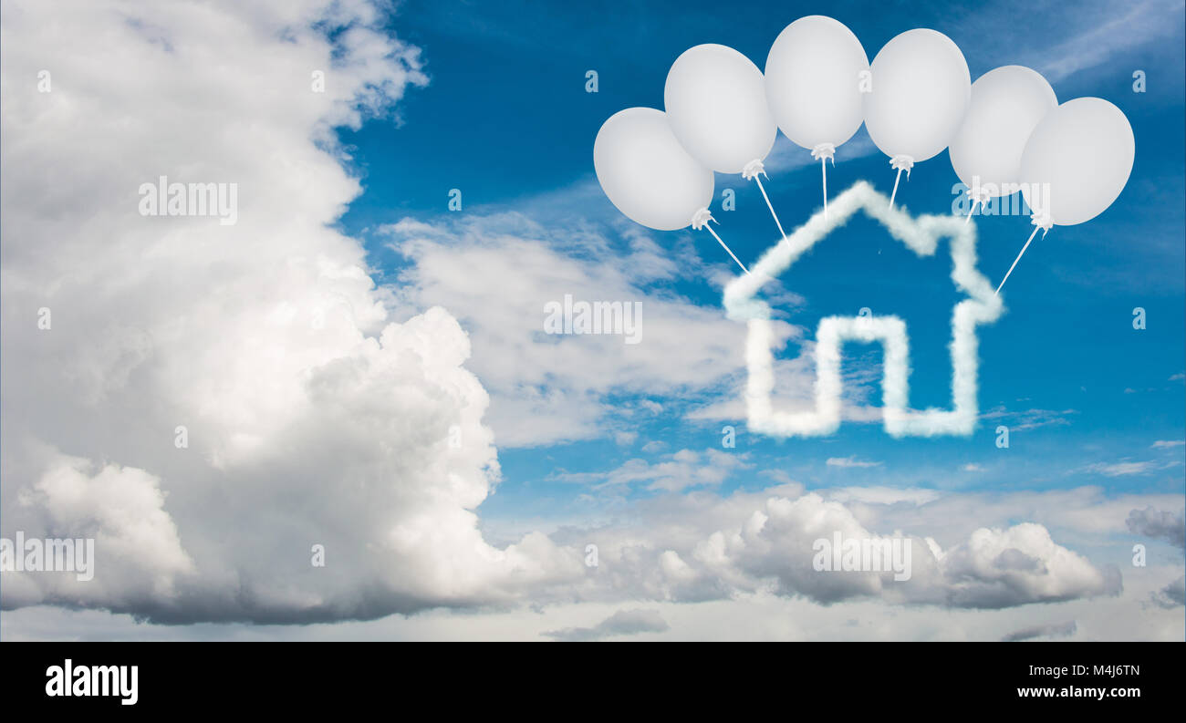 House in the sky made of clouds - 3d rendering Stock Photo - Alamy