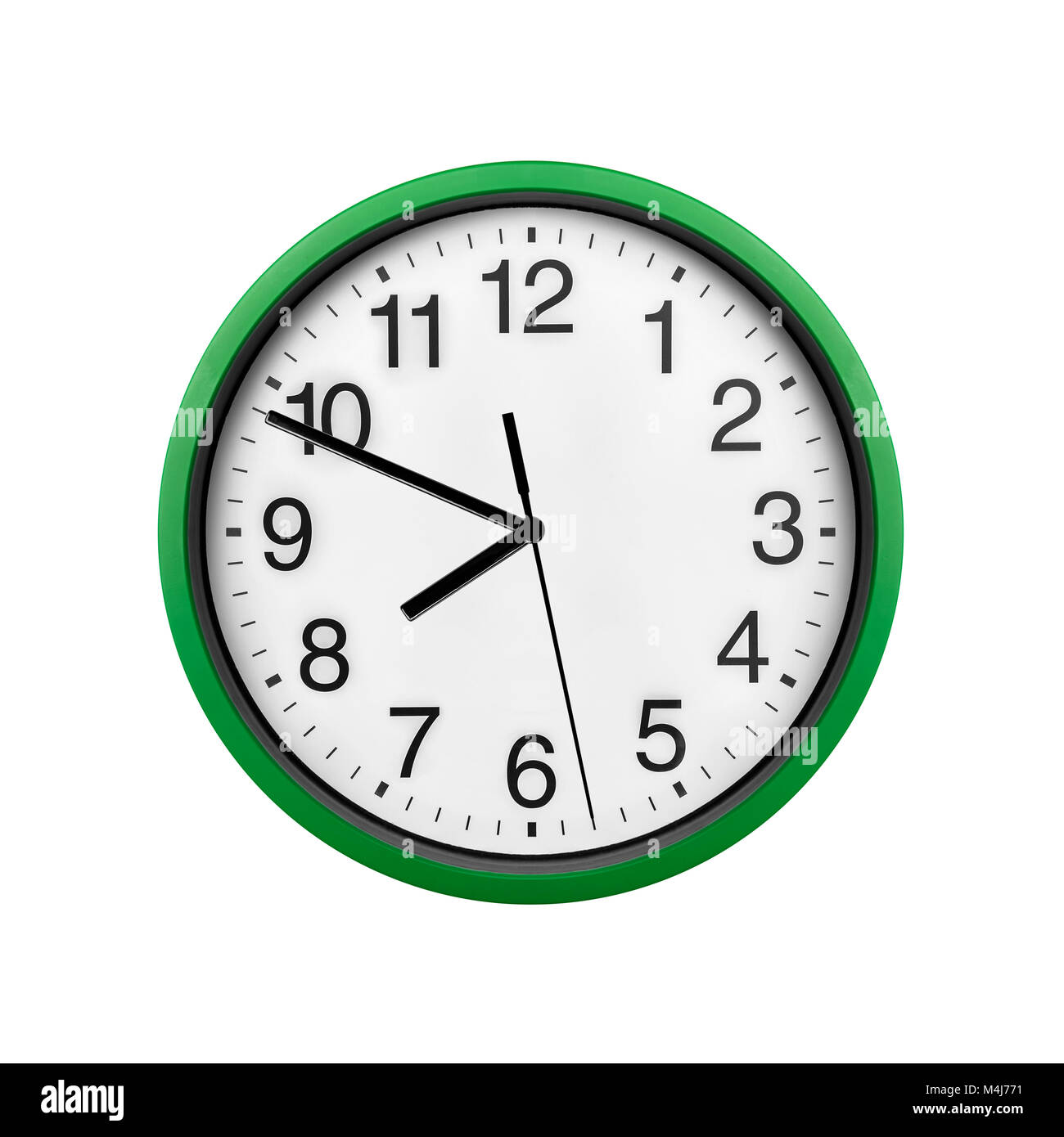Green wall clock isolated on a white background Stock Photo - Alamy