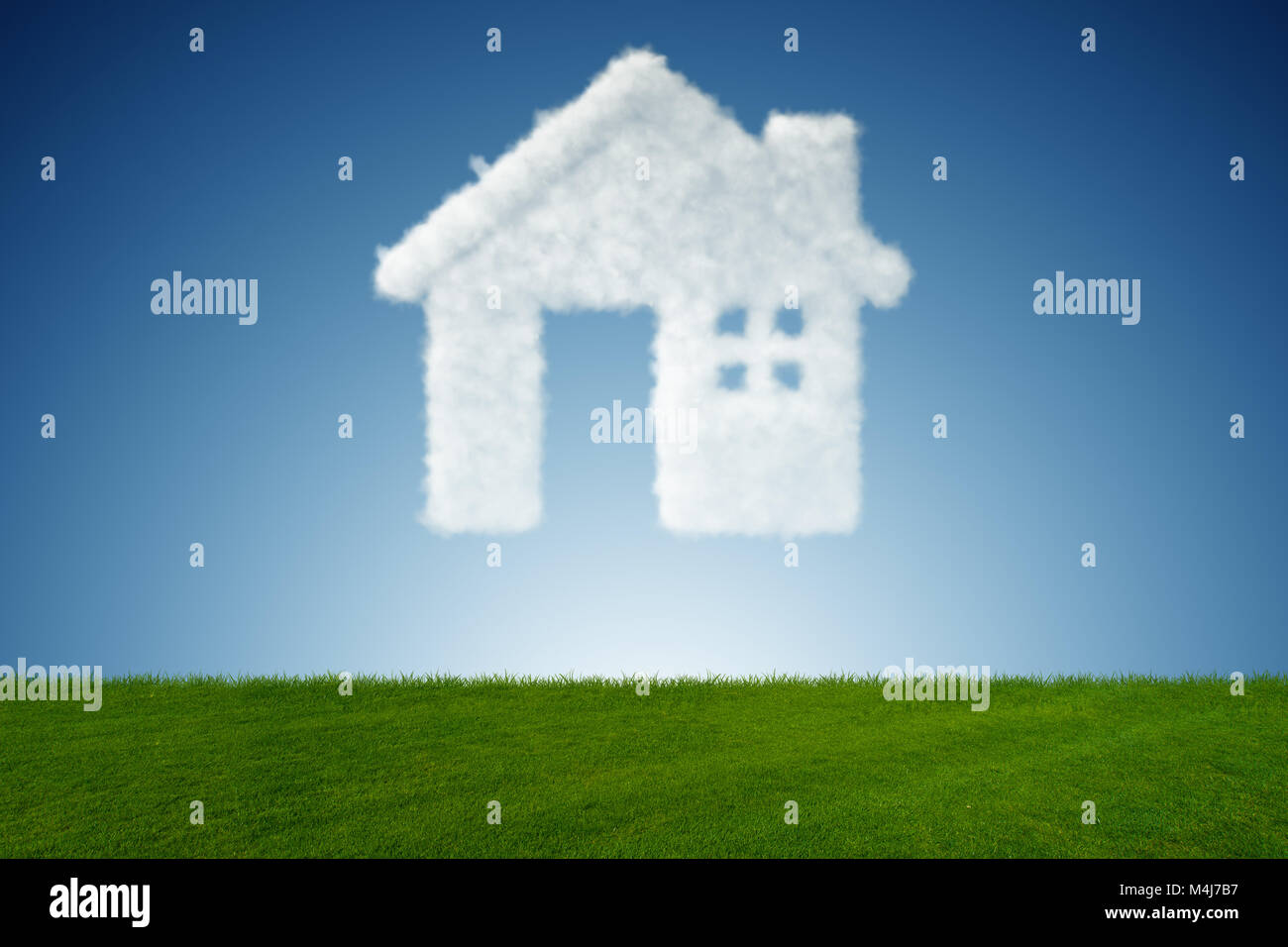 House in the sky made of clouds - 3d rendering Stock Photo - Alamy