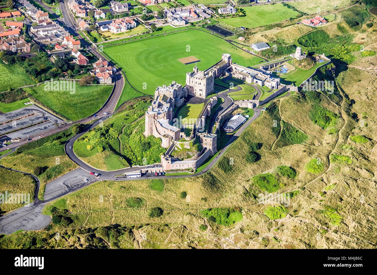 Aerial image of bamburgh castle hi-res stock photography and images - Alamy