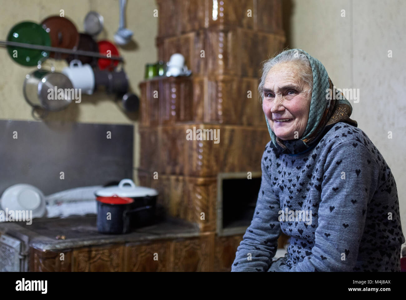 Closeup of a happy elderly rural woman in her home Stock Photo - Alamy