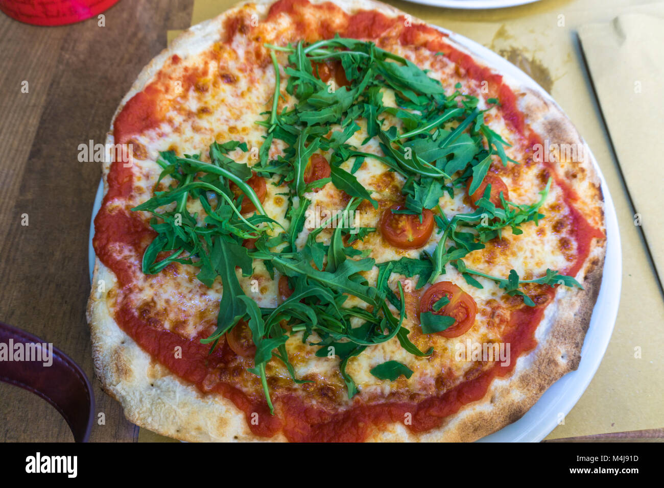 Italian Pizza with Rucola Stock Photo