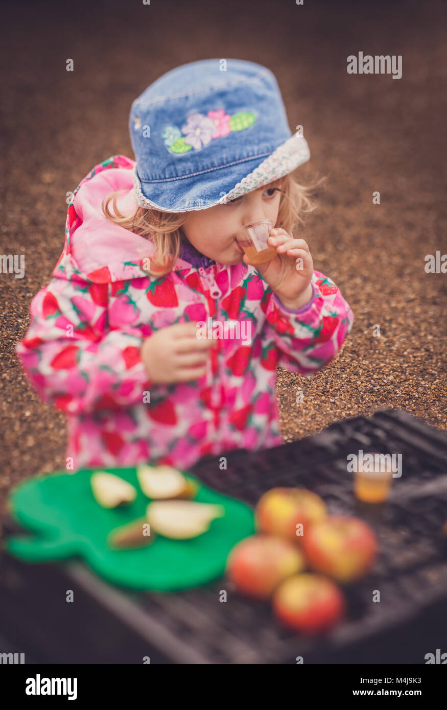 Tasting apple juice Stock Photo Alamy