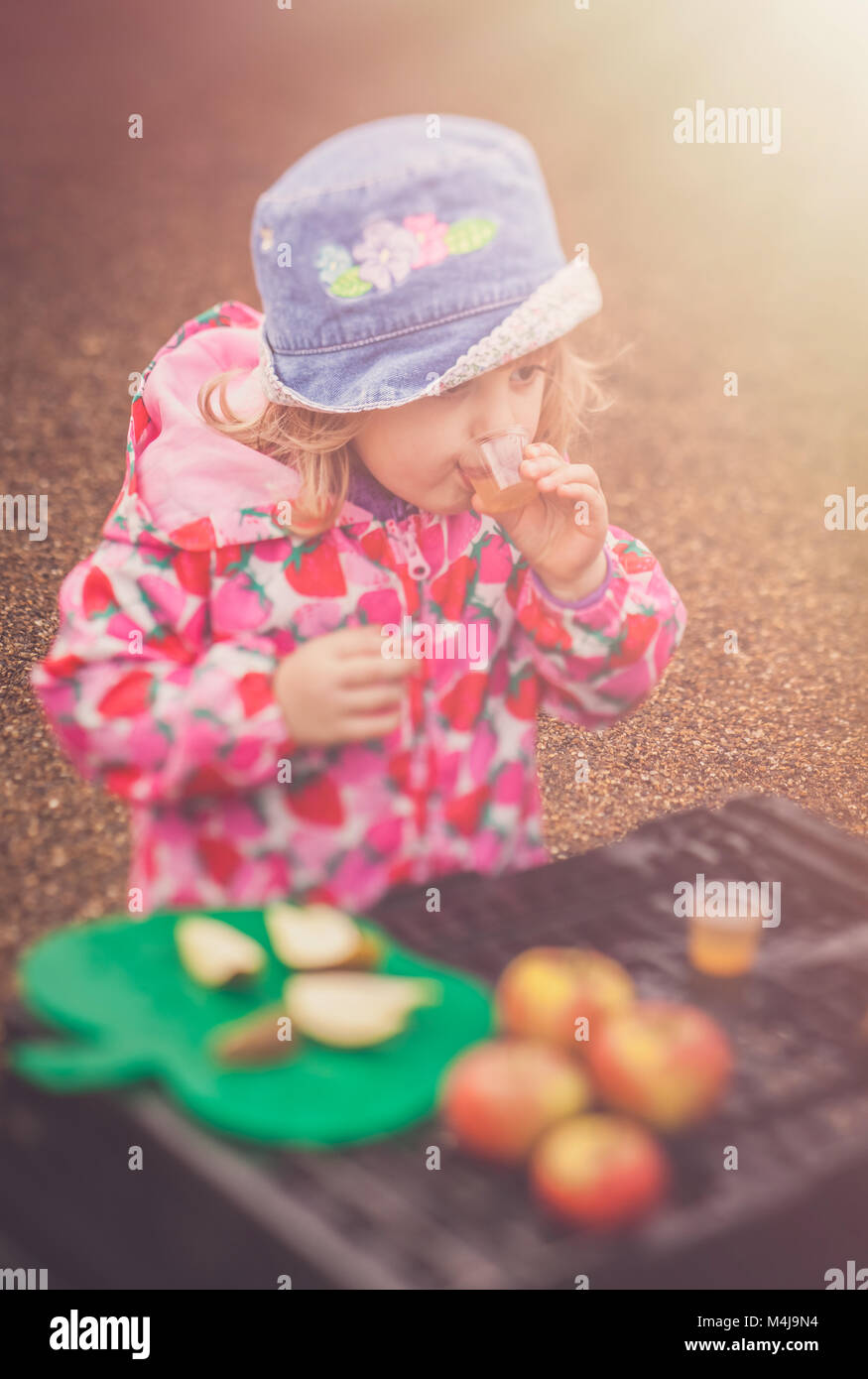 Tasting apple juice Stock Photo Alamy
