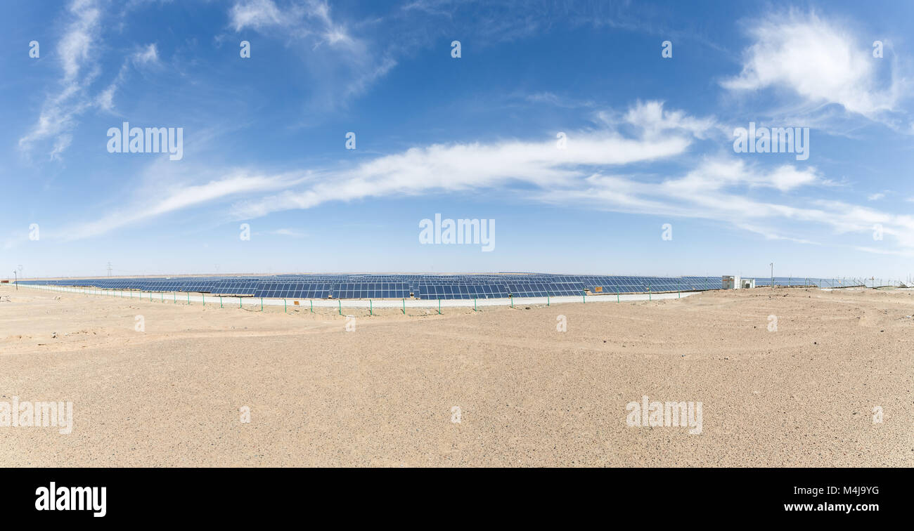 solar energy panorama on the gobi desert Stock Photo