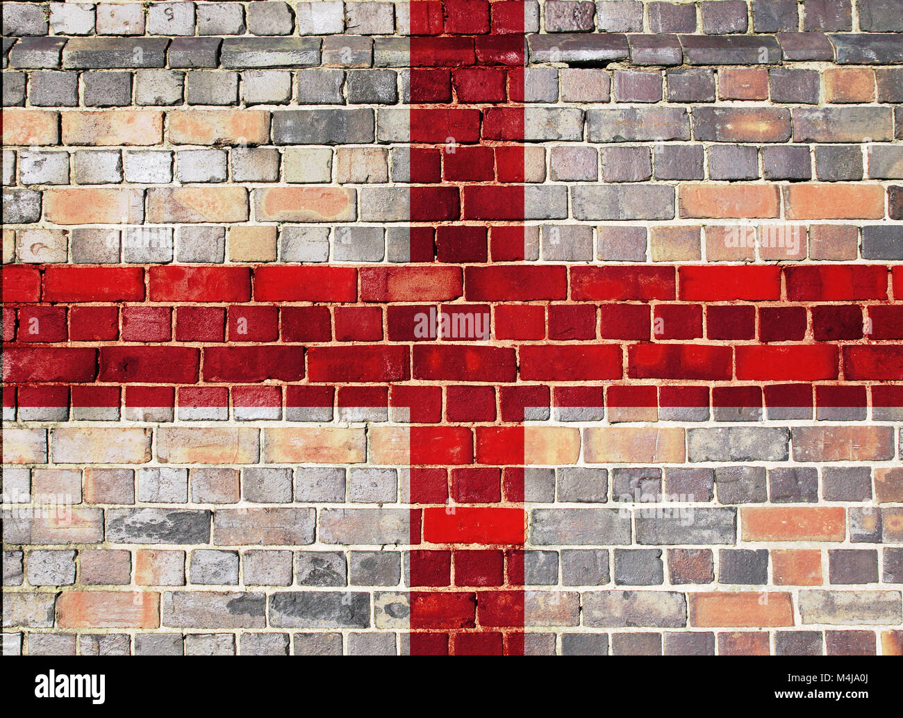 England flag on a brick wall background Stock Photo - Alamy