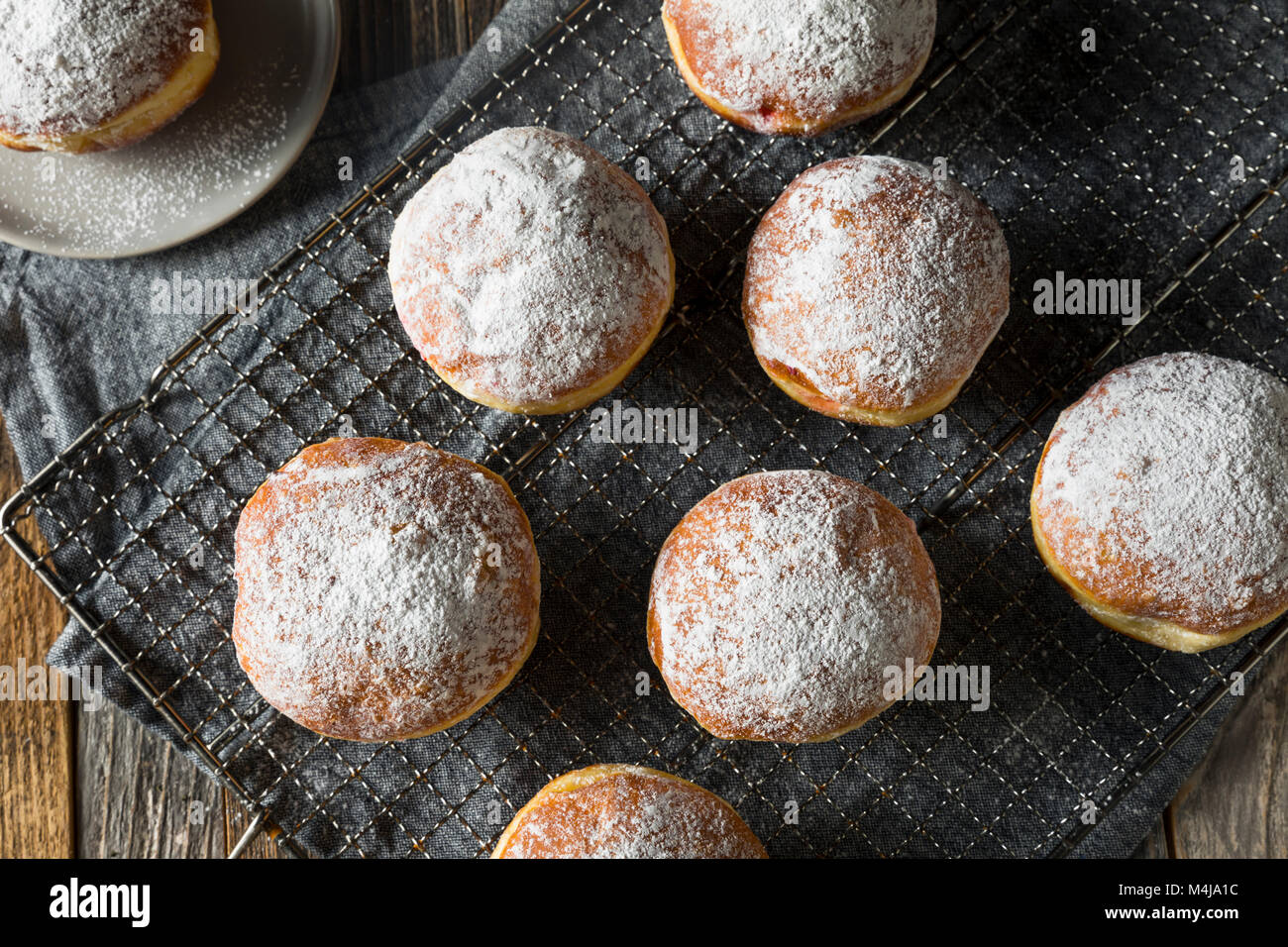 Gourmet Homemade Polish Paczki Donuts with Jelly Filling Stock Photo