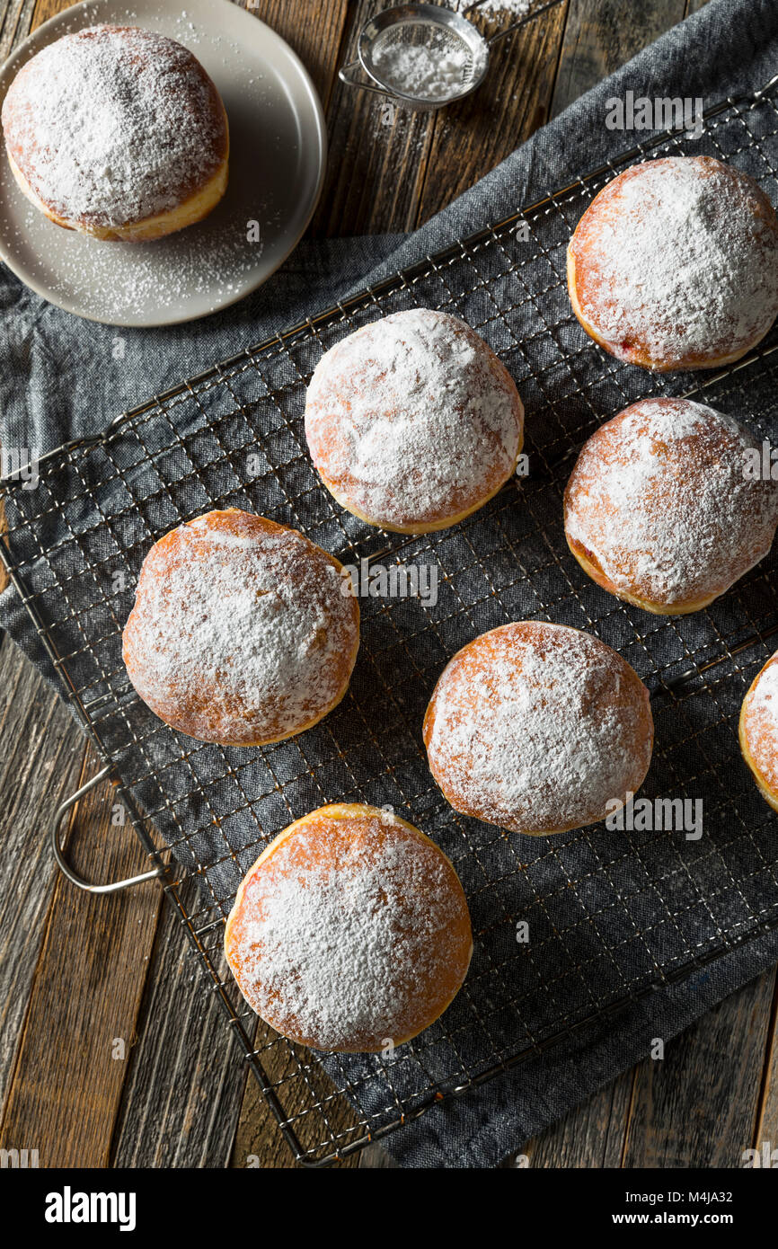 Gourmet Homemade Polish Paczki Donuts with Jelly Filling Stock Photo ...