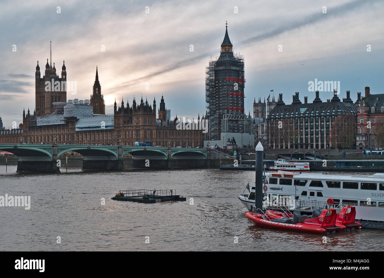 View of Westminster Palace and River Thames. London, UK Stock Photo