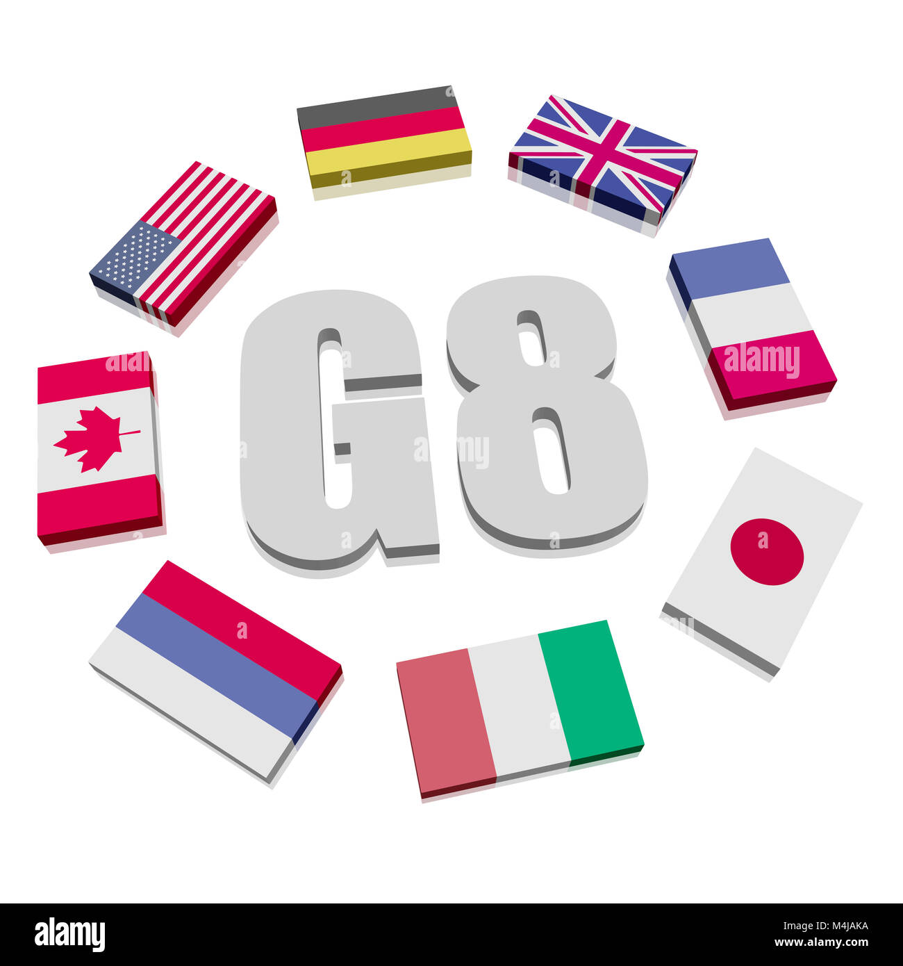 Group of Eight Flags Stock Photo