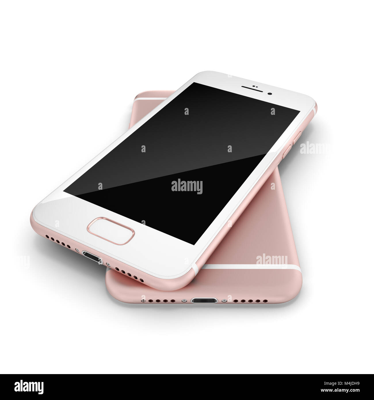 3D rendering pink smart phone with black screen Stock Photo