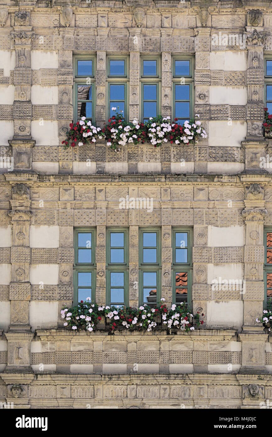 Hamelin - Weser Renaissance, facade detail, Germany Stock Photo
