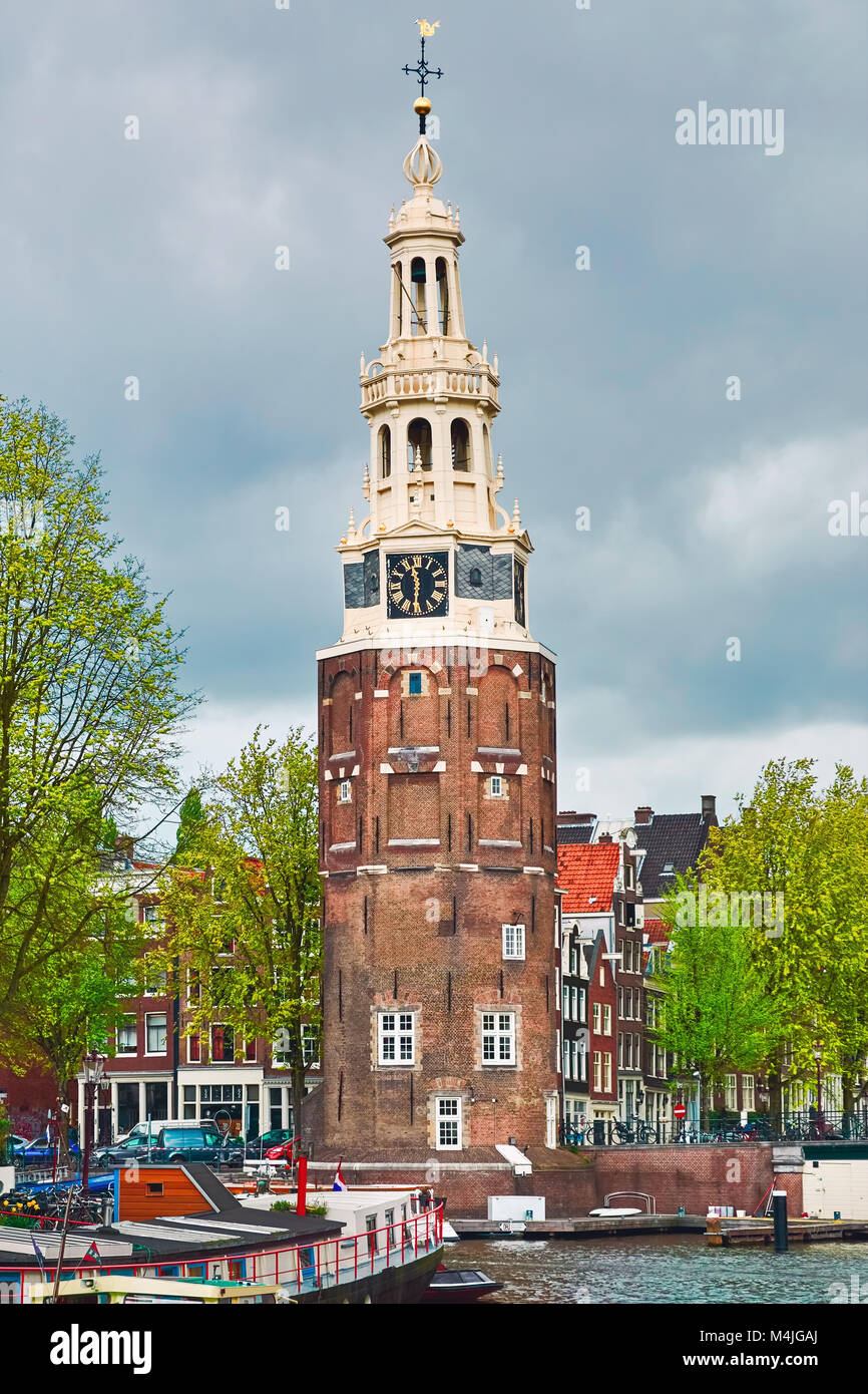 Clock Tower in Amsterdam Stock Photo Alamy