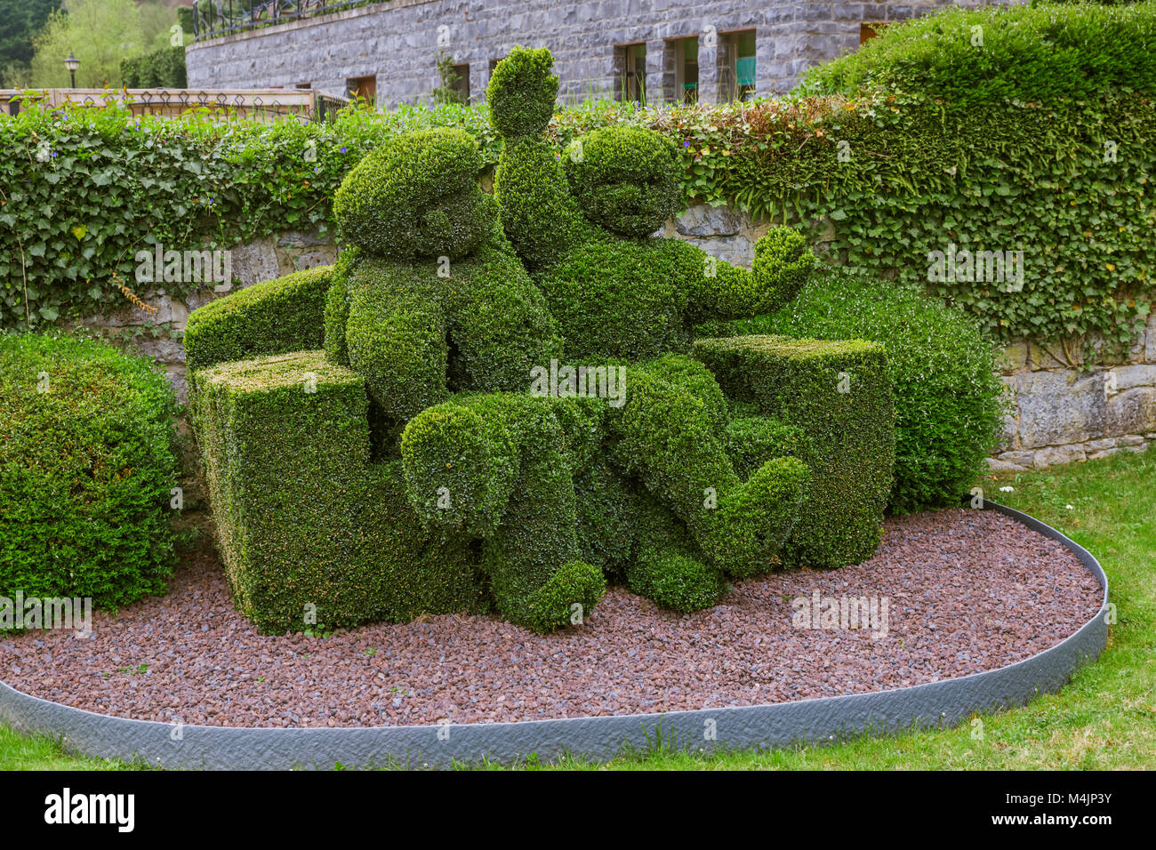 Bush sculpture in park - Durbuy Belgium Stock Photo
