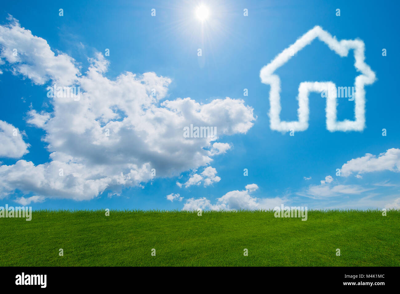 House in the sky made of clouds - 3d rendering Stock Photo - Alamy