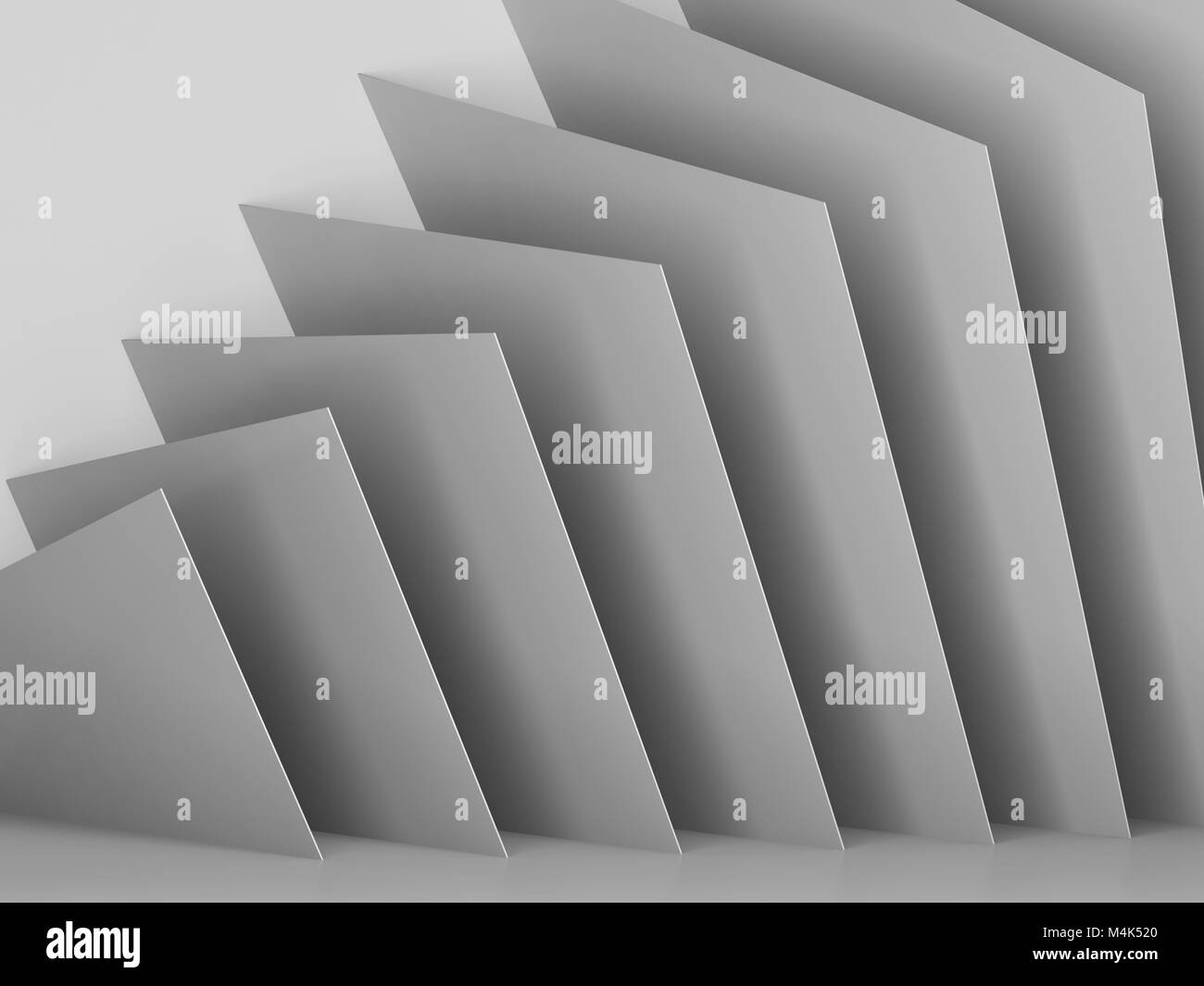 Abstract White Interior Background Geometric Wall Installation 3d