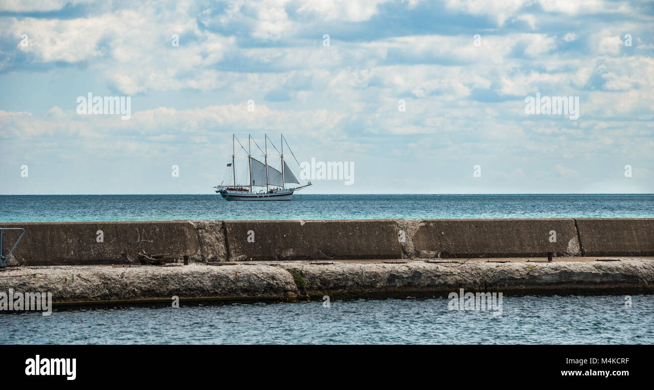 Great Lake Michigan, Sailboat, Traveler, Chicago, Illinois Stock Photo