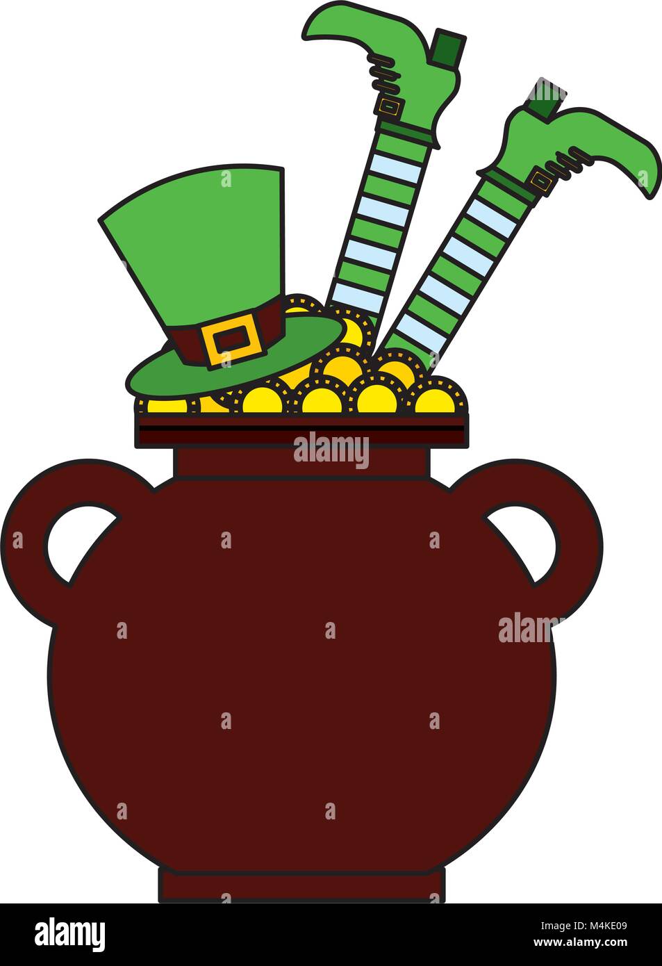 cauldron treasure with hat and leg of leprechaun Stock Vector Image ...