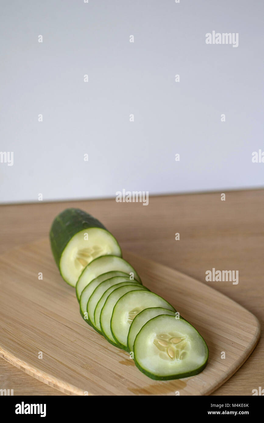 Fresh Raw Cucumber Sliced for a Snack or Meal Prep Stock Photo