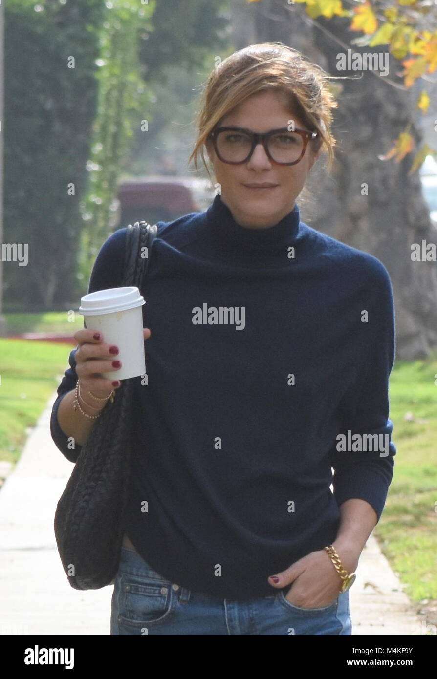 Selma Blair walks to the salon with her coffee wearing mary janes