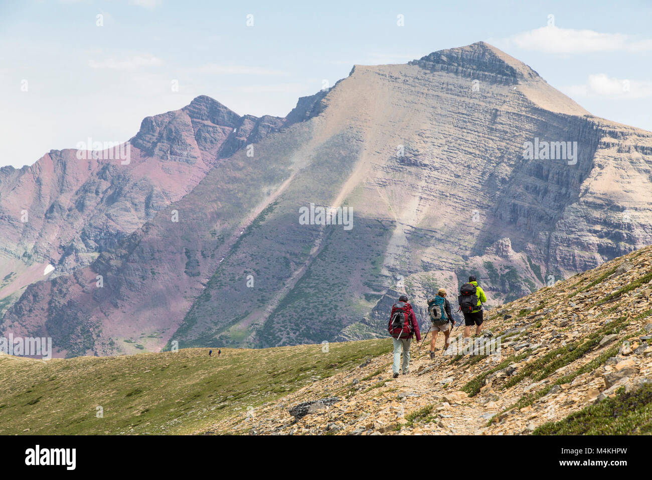 Hikers at Pitamakan Pass . Stock Photo