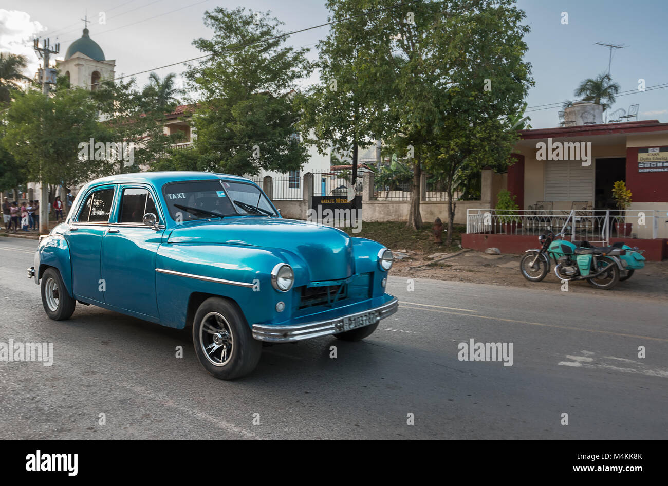 Vinales, Cuba - December 5, 2017: Old 1950s car in the central street of Vinales Stock Photo