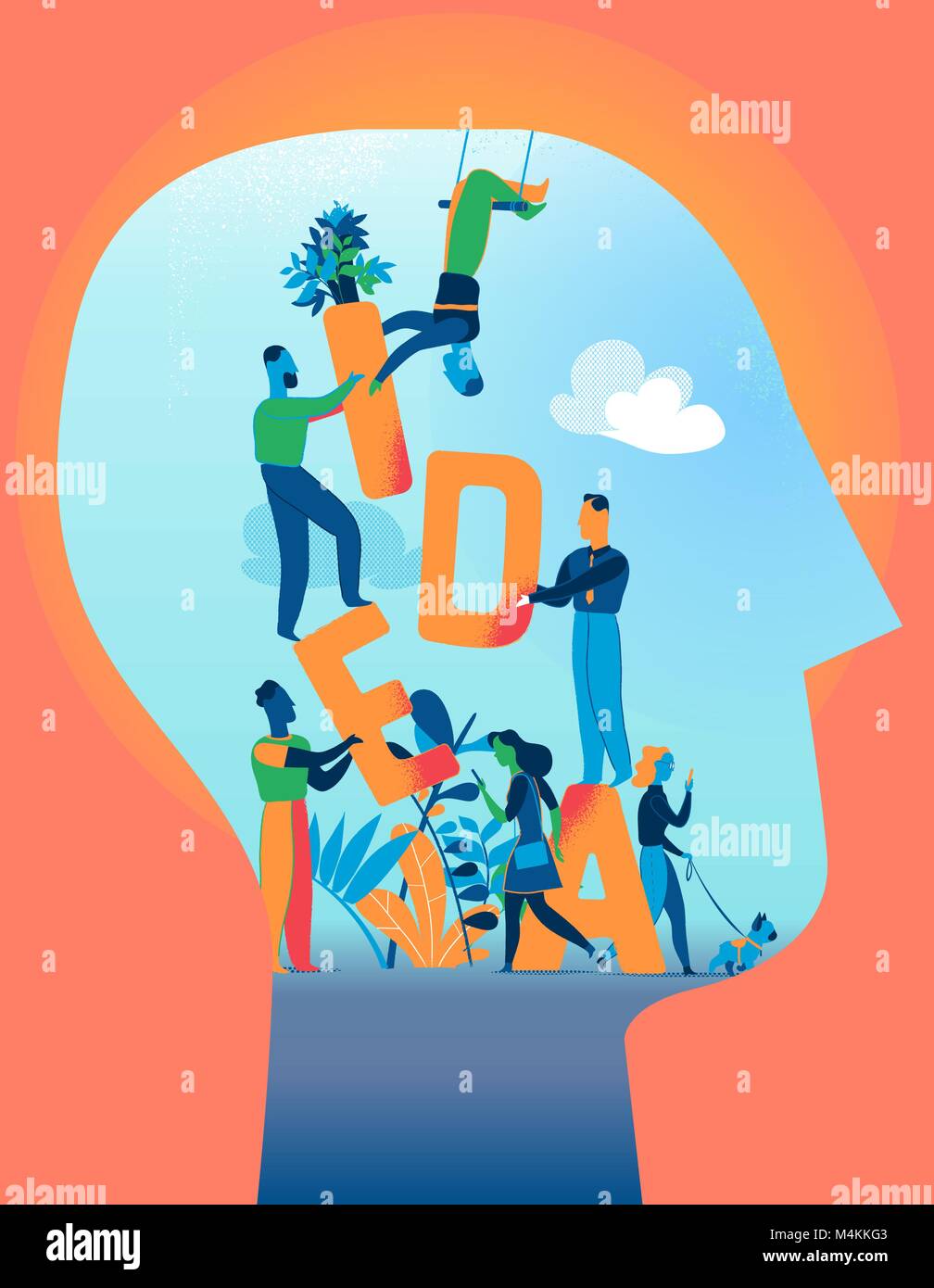 Work together to build a great idea Stock Vector
