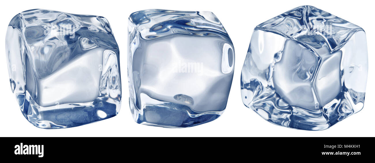 Macro picture of three ice cubes. Clipping path. Stock Photo