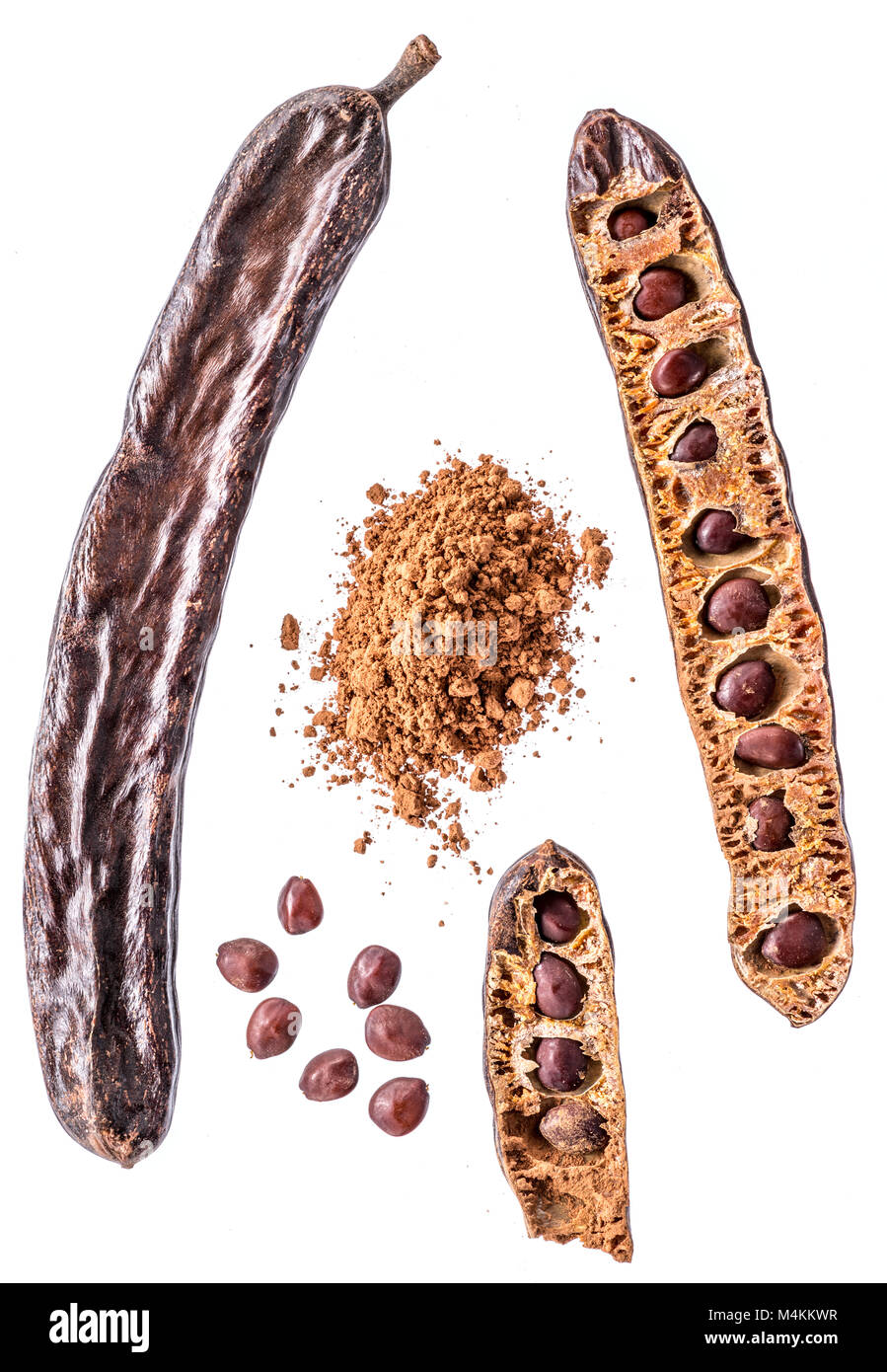 Carob pods and carob powder on the white background Stock Photo Alamy